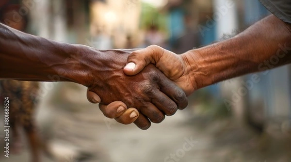 Fototapeta Close of view of two old man with blurry background. Representing rich person/politician having a deal with poor people.