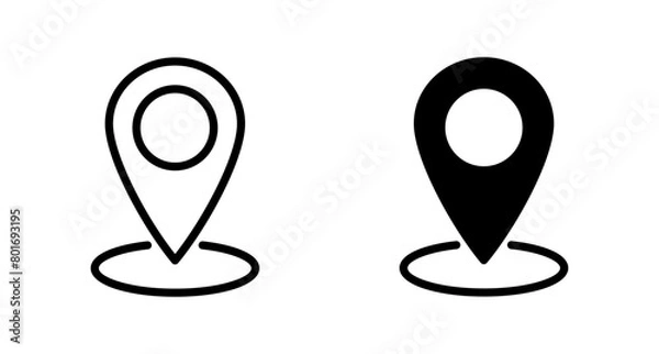 Fototapeta Pin icon vector isolated on white background. Location icon. Map pointer icon. Point. Locator. Address