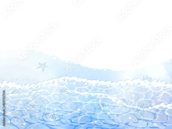 Obraz 波打ち際のフレームイラスト