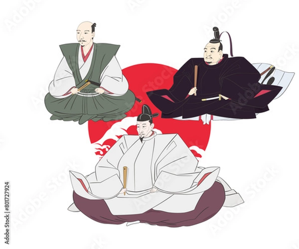 Fototapeta 浮世絵　3武将のイメージイラスト