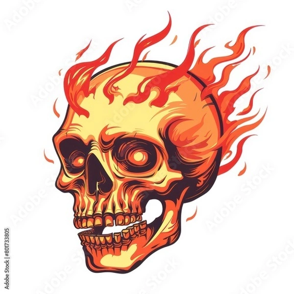 Obraz a flaming skull design on white background