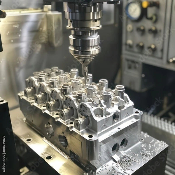 Obraz car engine head precision machining