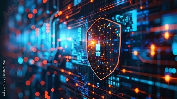 Fototapeta The display of firewall security in a virtual stronghold