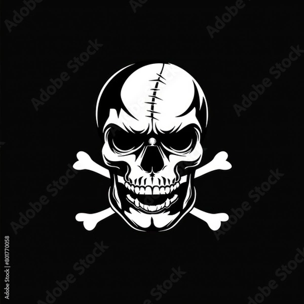 Fototapeta pirate skull logo symbol on black background 