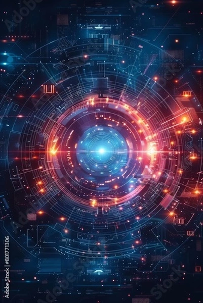 Fototapeta  images of futuristic AI technology on a digital backdrop.