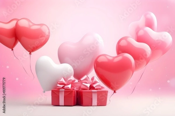 Fototapeta gift box with hearts Generative AI