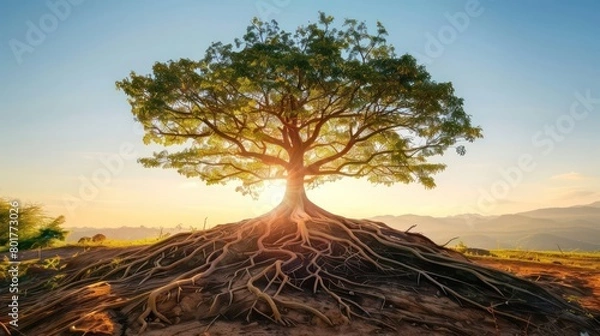 Obraz tree roots deep and wide strong and sustainable growth nature