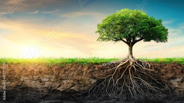 Obraz tree roots deep and wide strong and sustainable growth nature