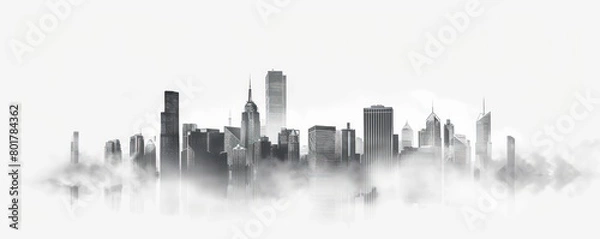 Obraz hi-tech city silhouette at white background 