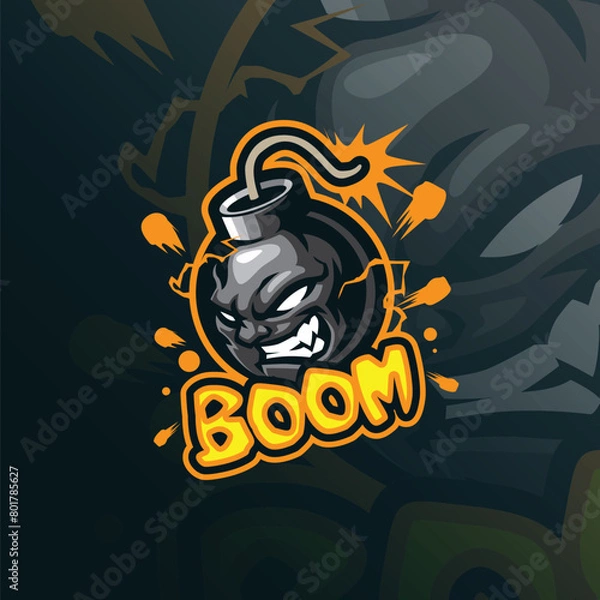 Obraz Boom mascot logo design vector with modern illustration concept style for badge, emblem and t shirt printing. Angry bomb illustration.