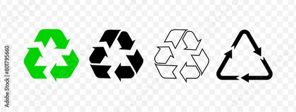 Obraz Recycle symbol set on transparent background