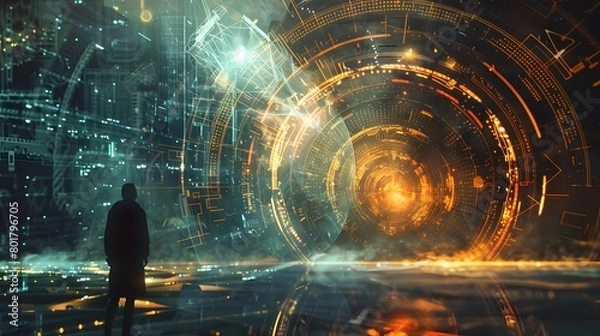 Fototapeta Mathematician Deciphers Mathematical Equations Defining the Universe's Structure