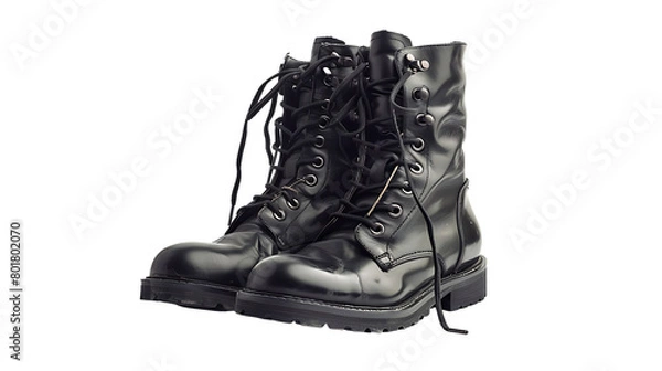 Fototapeta open combat boots isolated on transparent background