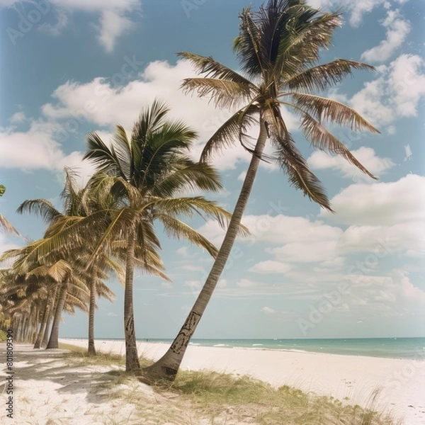Obraz white sand beach, south beach in summer sunny days
