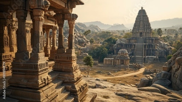 Fototapeta Beautiful view of hampi. Generative Ai.