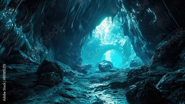 Fototapeta Delving into the Mystical Caverns of Illumination Venture. Generative Ai.