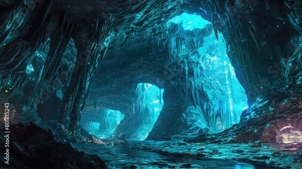 Fototapeta Exploring the Mystical Caverns of Illumination Venture. Generative Ai.