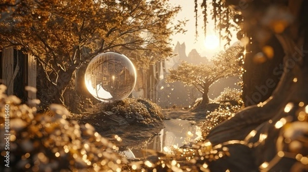 Fototapeta A bubble in between tree. Generative Ai.