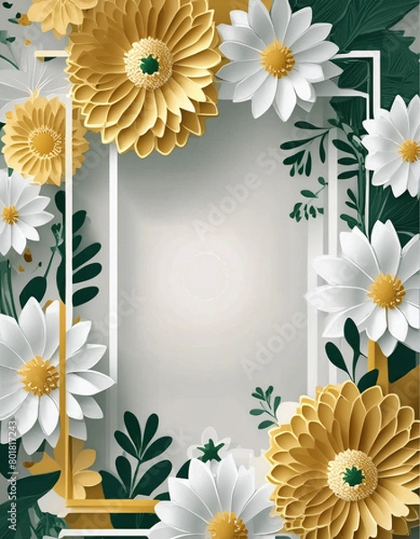 Obraz Greeting Card Design with a daisy flower frame. Mother's Day Card. Copy space.
