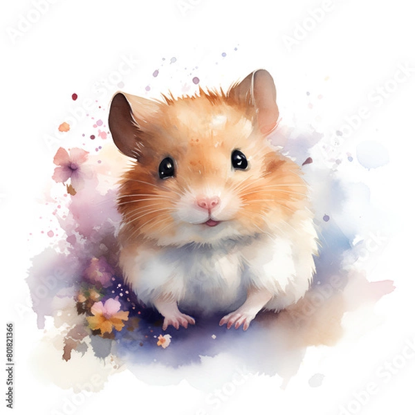 Fototapeta ハムスターの水彩イラスト