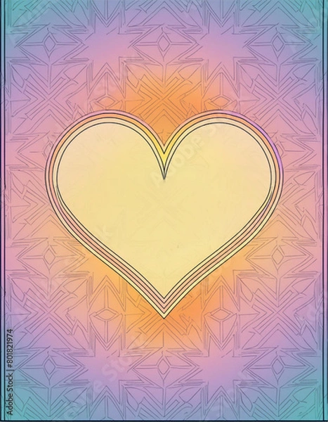 Obraz Greeting Card Design with heart and pattern. Mother's Day Card. Copy space.