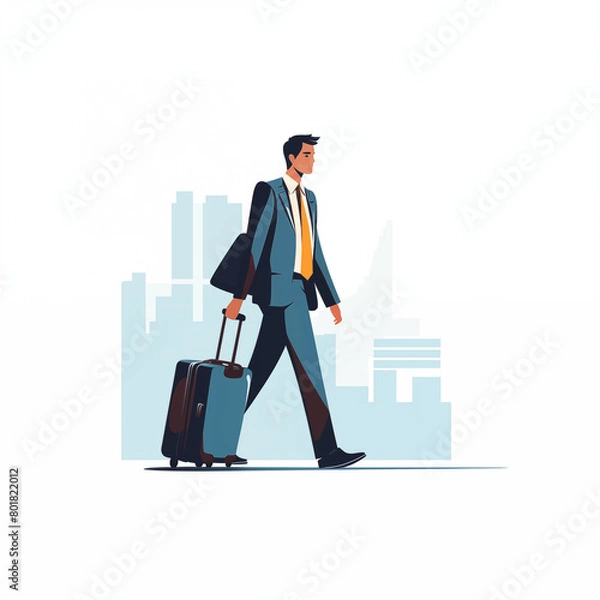 Obraz キャリーバッグを持って歩く男性