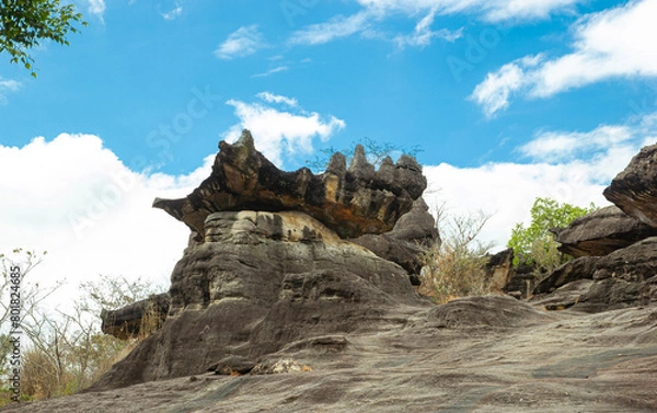 Fototapeta Nature rock formations Shape. over blue sky with white cloud.