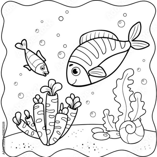 Obraz fish fun coloring book