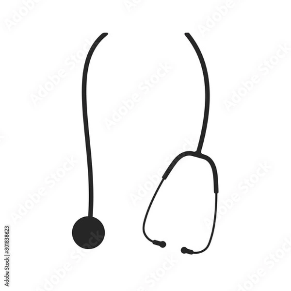 Fototapeta Stethoscope appears to be hanging around the neck of a doctor or nurse in a silhouette vector