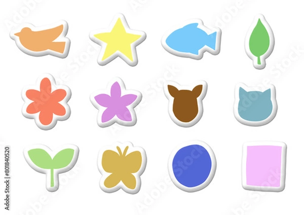 Fototapeta ぷっくりシール風のイラスト素材