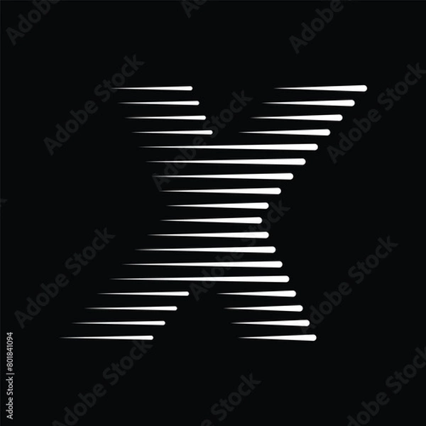 Obraz Letter X Logo with Abstract Line Pattern