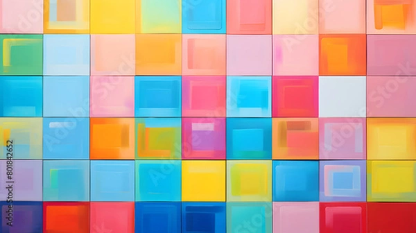 Fototapeta Digital retro squares painting abstract geometric pattern graphics poster background