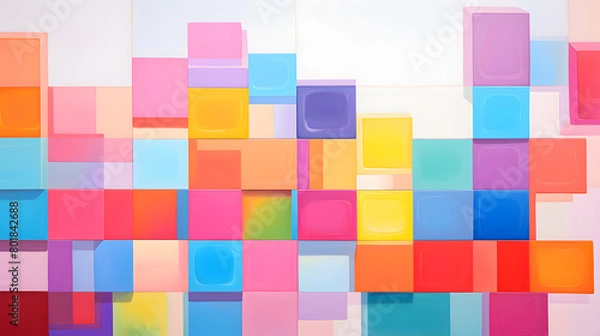 Fototapeta Digital retro squares painting abstract geometric pattern graphics poster background