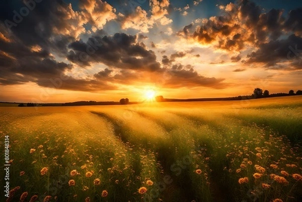 Obraz sunset over the field