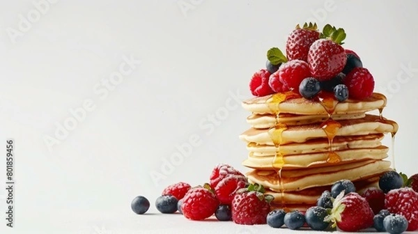 Fototapeta Pancakes with various berries