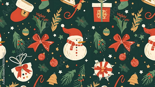 Obraz christmas seamless pattern
