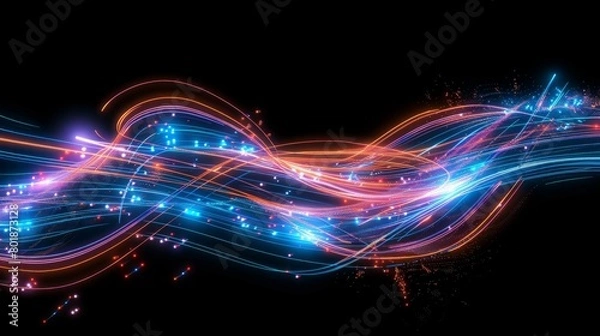 Fototapeta beautiful neon colored magic spark line abstract background