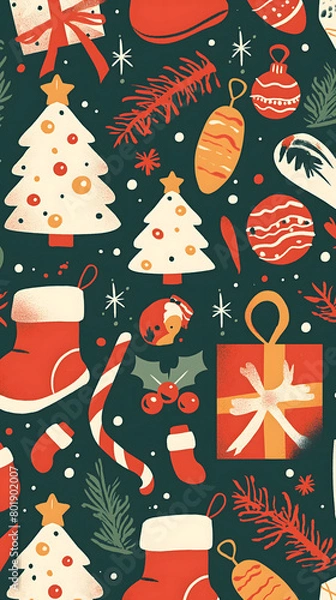 Obraz christmas seamless pattern