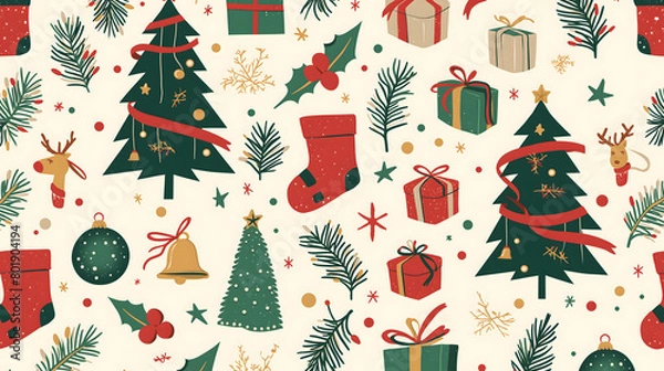 Obraz christmas seamless pattern