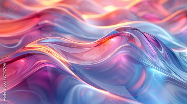 Obraz Mesmerizing 3D Abstract: Vibrancy in Fluid Chrome Reflections