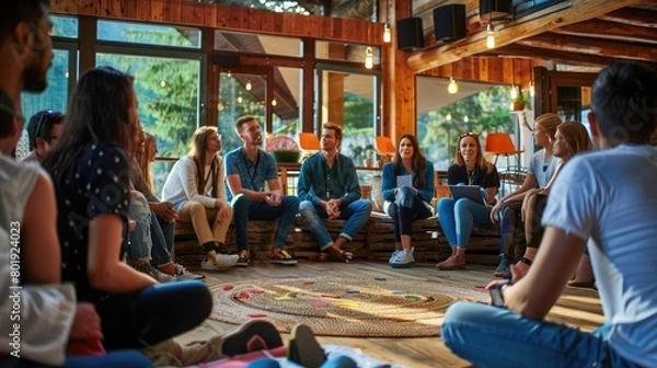 Obraz Corporate team building activity with a team-building retreat