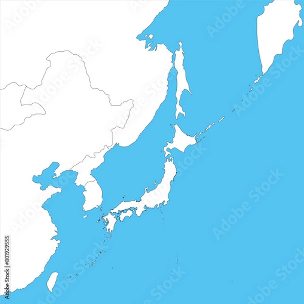 Fototapeta 日本と周辺国の白地図
