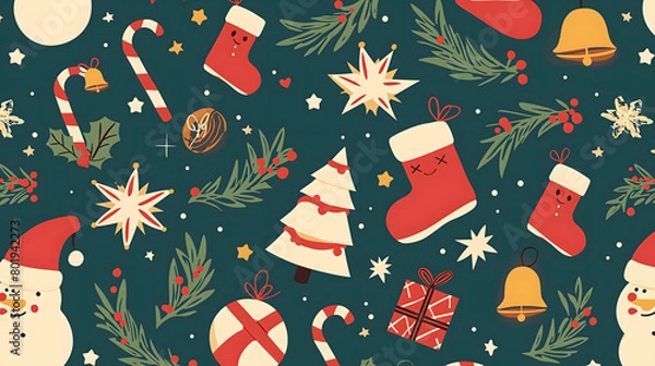 Obraz christmas seamless pattern