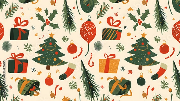 Obraz christmas seamless pattern