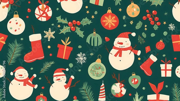 Obraz christmas seamless pattern