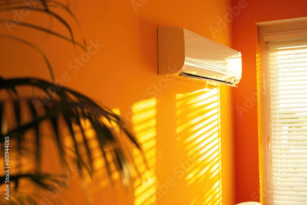 Obraz Reversible air conditioning unit capable of both cooling and heating functionalities.

