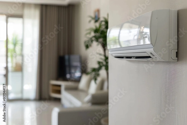 Fototapeta Reversible air conditioning unit capable of both cooling and heating functionalities.

