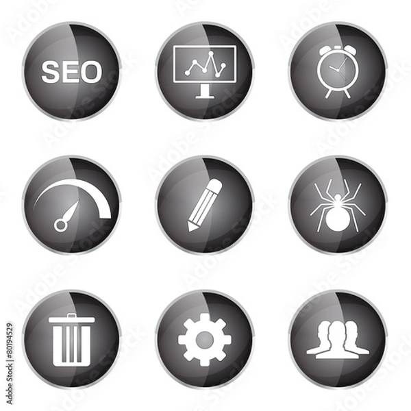 Fototapeta SEO Internet Sign Black Vector Button Icon Design Set 8