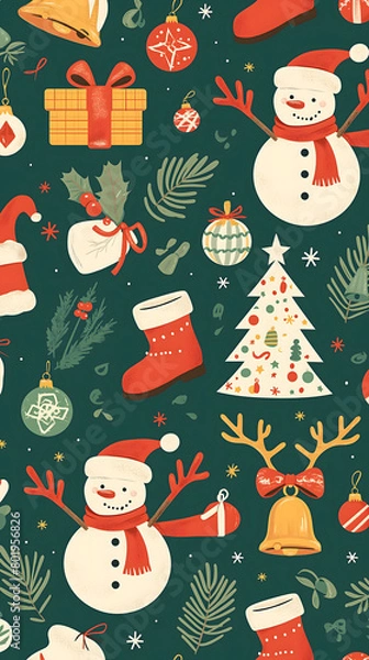 Obraz christmas seamless pattern