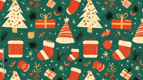 Obraz christmas seamless pattern